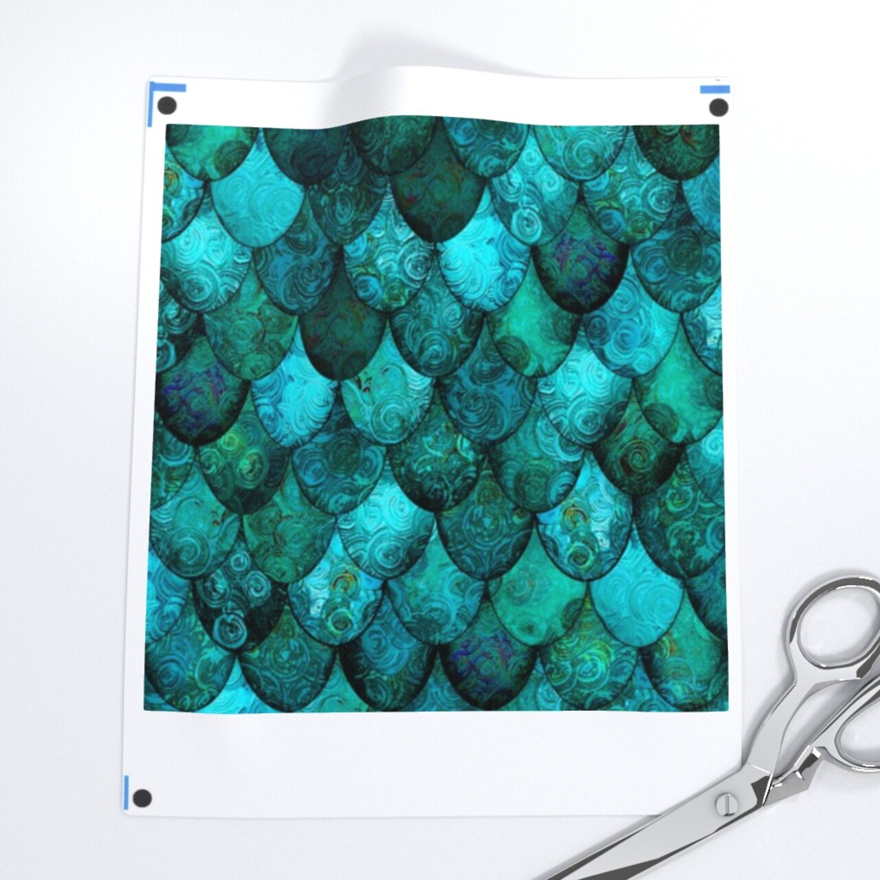 Dark Teal Green Mermaid Scales Siren Fish Scale Folklore Aquatic Custom Printed Fabric by Spoonflower Various Fabrics by the Yard or Fat Quarter